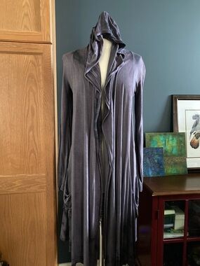 Women's Hooded Long Drape Cardigan Jacket - Gray by Division